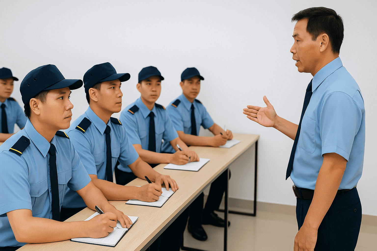 Đội ngũ công ty bảo vệ tham gia huấn luyện nghiệp vụ chuyên sâu