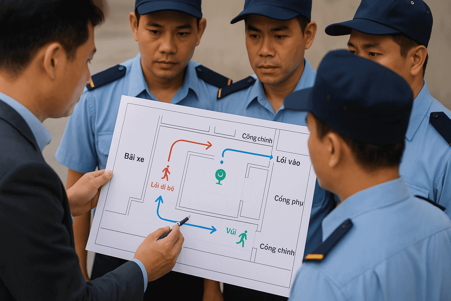 Bảo vệ khai trương nhà hàng khảo sát sơ đồ phân tuyến