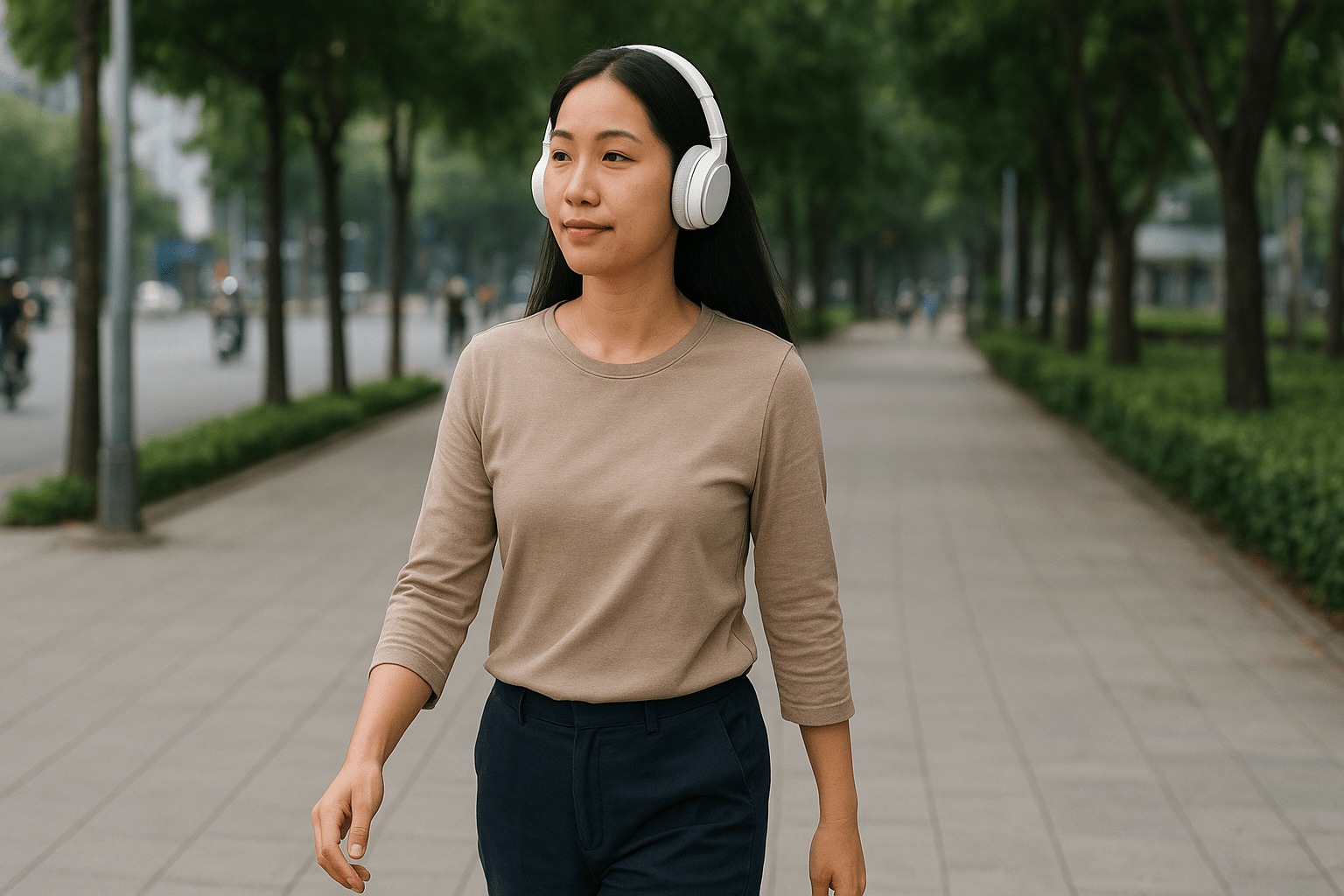 Đeo tai nghe và lựa chọn trang phục phù hợp khi ra đường