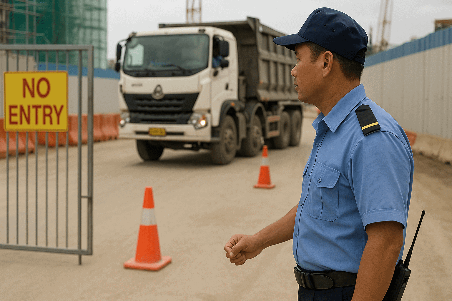Kiểm soát xe tải và phiếu xuất nhập tại công trường