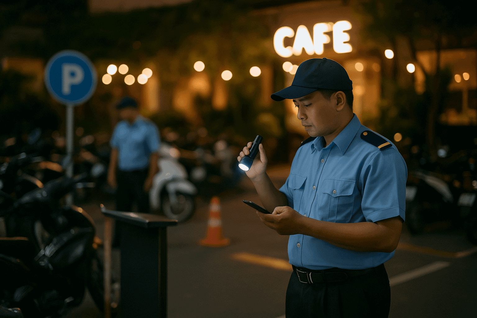 Bảo vệ bãi xe quán cafe dịch vụ bảo vệ giữ xe