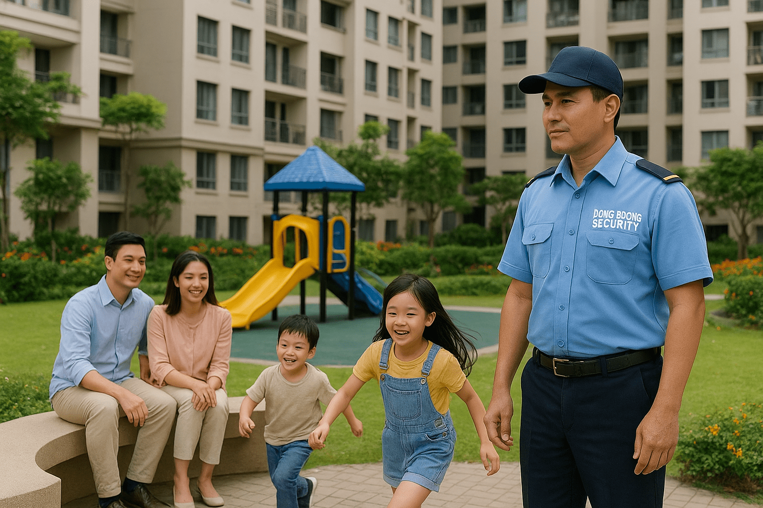 Đội ngũ bảo vệ giúp cư dân cảm thấy an tâm, tạo môi trường sống văn minh