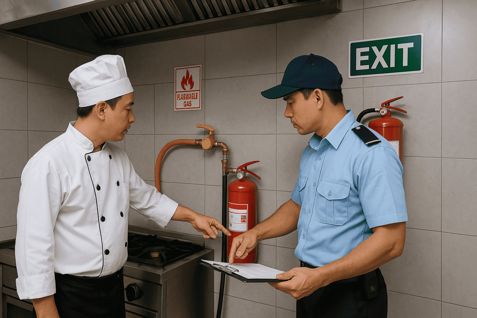 Kiểm tra an toàn bếp dịch vụ bảo vệ nhà hàng