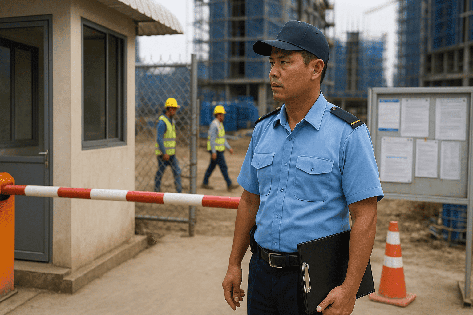 Cổng ra vào dịch vụ bảo vệ công trường kiểm soát thẻ