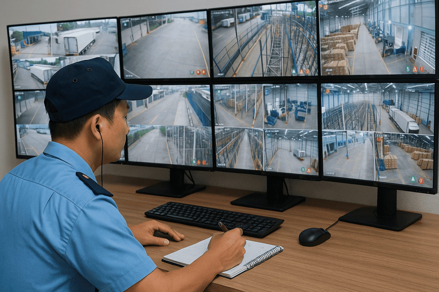 Giám sát camera trung tâm dịch vụ bảo vệ kho hàng