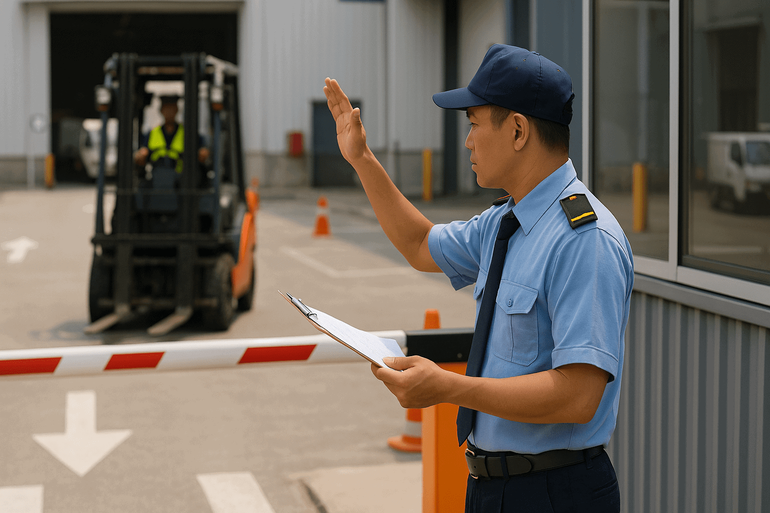 Kiểm soát cổng ra vào dịch vụ bảo vệ kho hàng