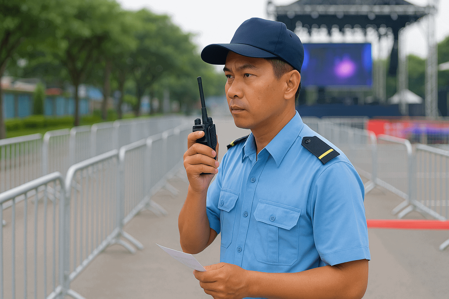 Bảo vệ sự kiện phân luồng khách trong việc làm bảo vệ Bình Chánh