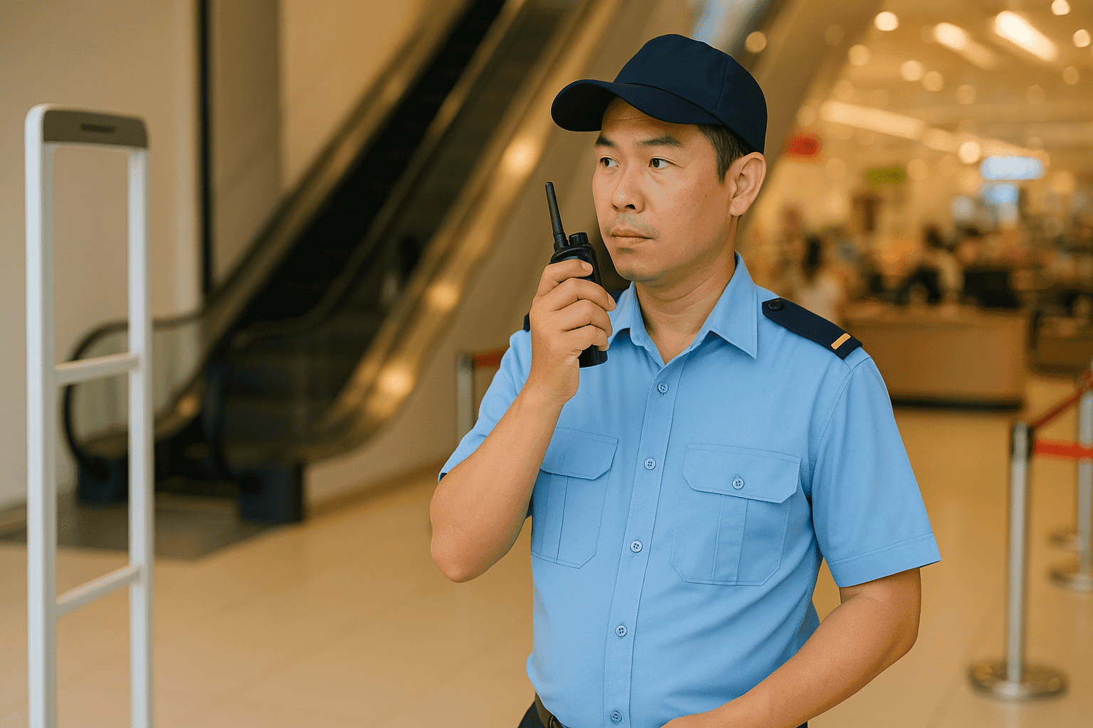 Bảo vệ siêu thị hỗ trợ khách mua sắm trong việc làm bảo vệ Bình Thạnh