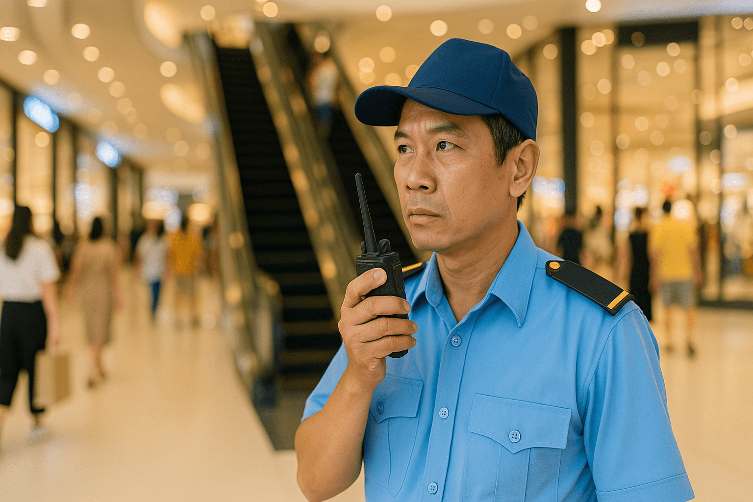 Nhân viên bảo vệ tại trung tâm thương mại trong Việc làm bảo vệ Quận 7