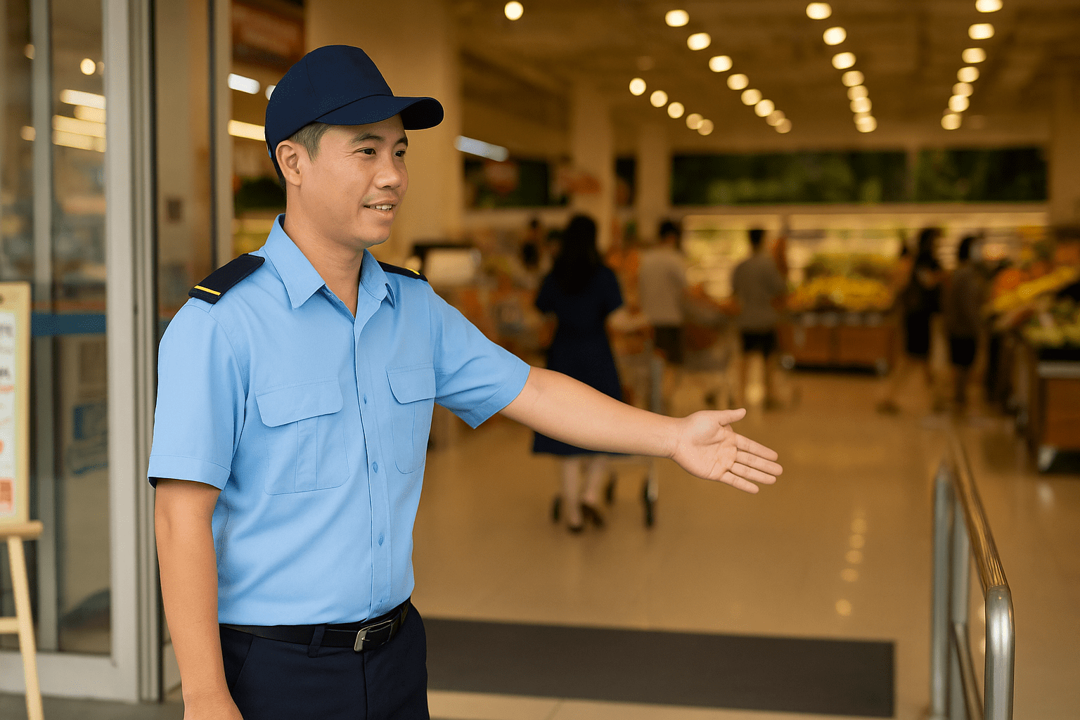 Việc làm bảo vệ Quận 8 tại siêu thị hỗ trợ khách và kiểm soát ra vào
