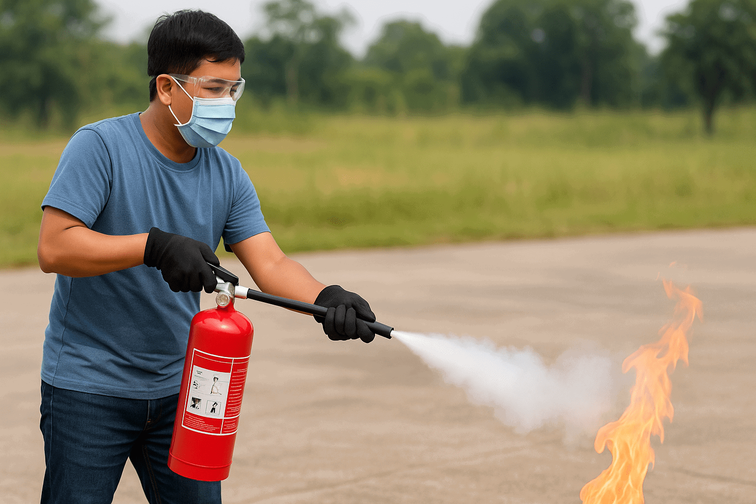 Thực hành cách sử dụng bình chữa cháy kỹ thuật PASS