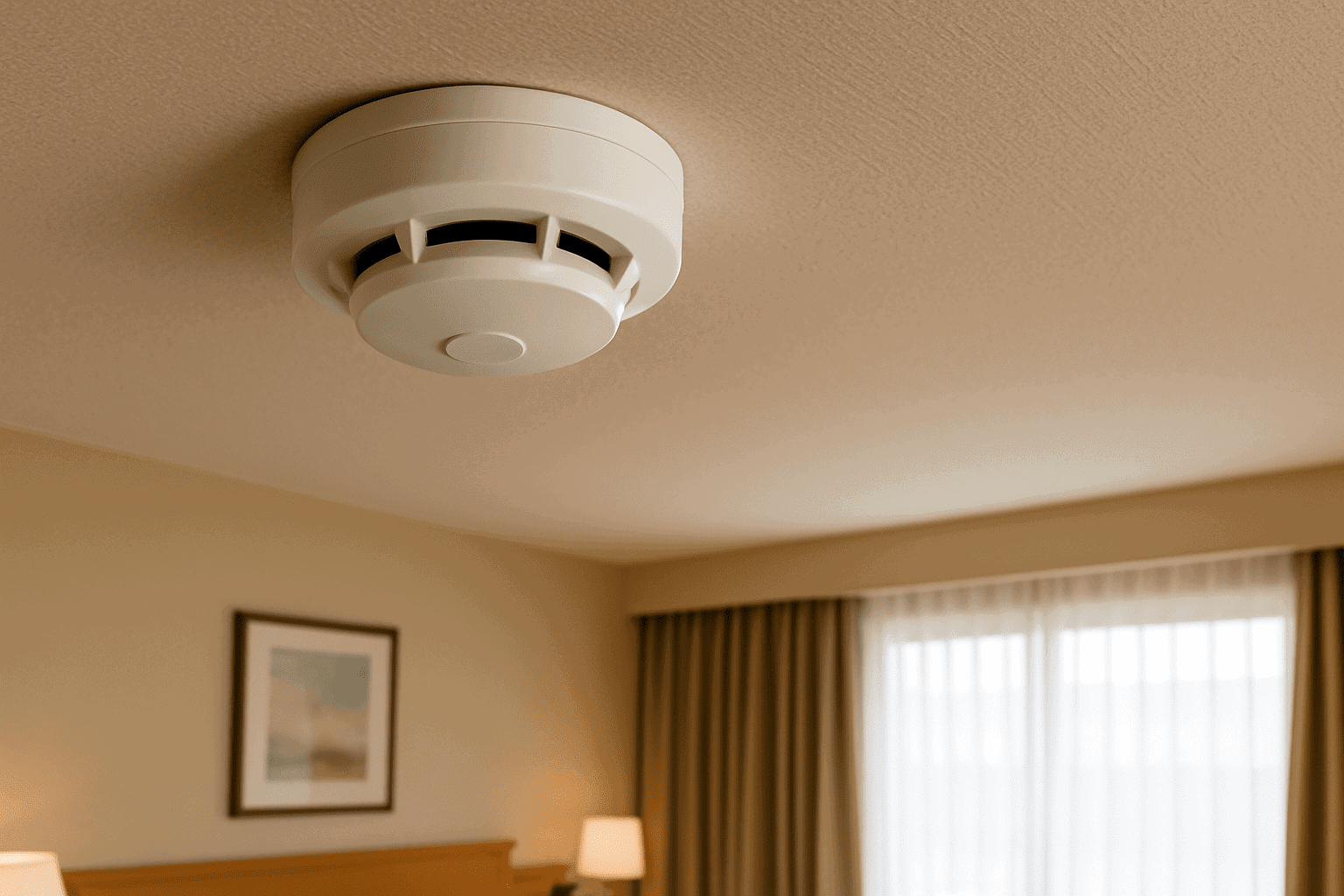Đầu báo khói trong hệ thống báo cháy khách sạn