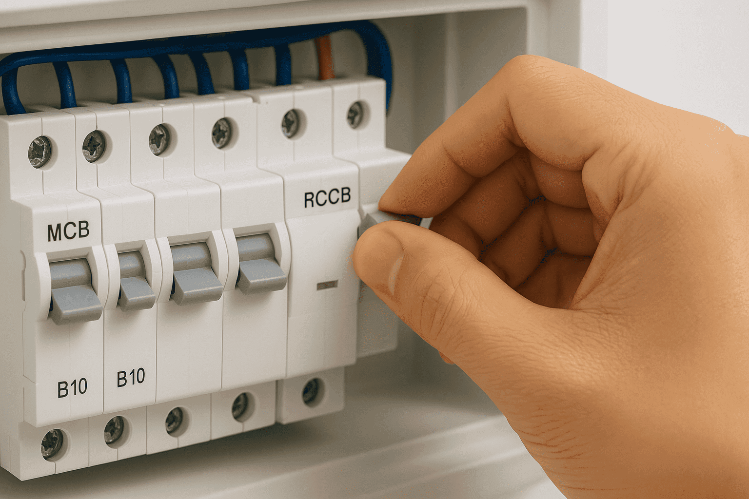 Tay gạt RCCB chống rò điện cách phòng tránh chập điện