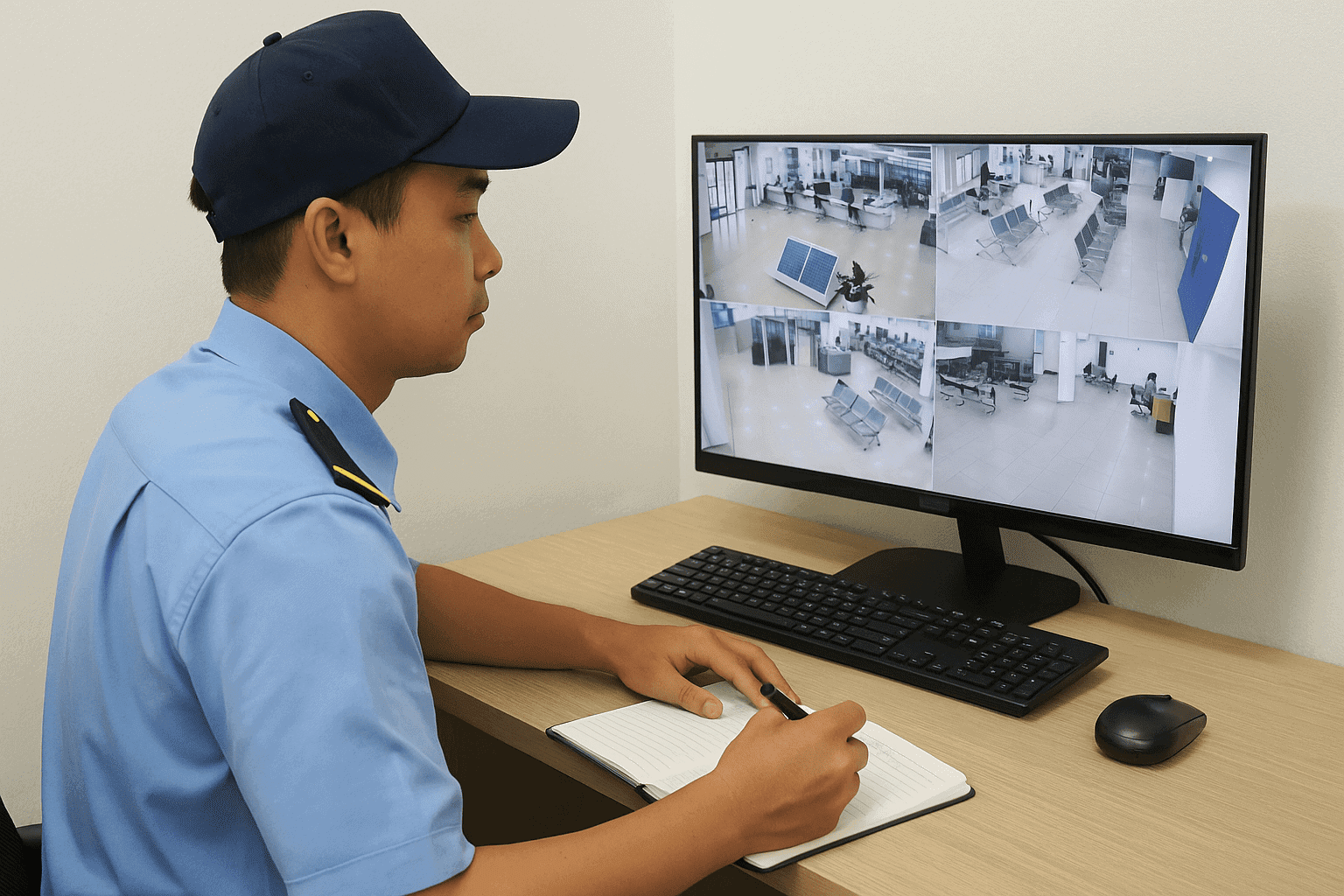 Giám sát camera phục vụ kiểm soát ra vào ngân hàng