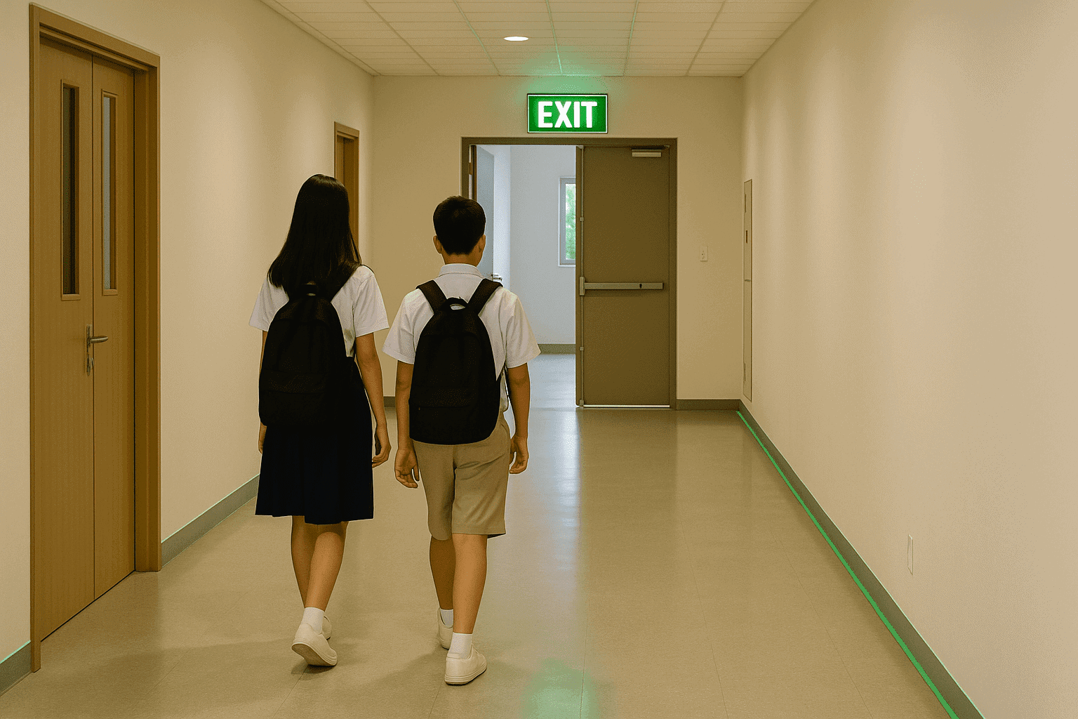 Lối thoát nạn rõ ràng bảo đảm PCCC trường học