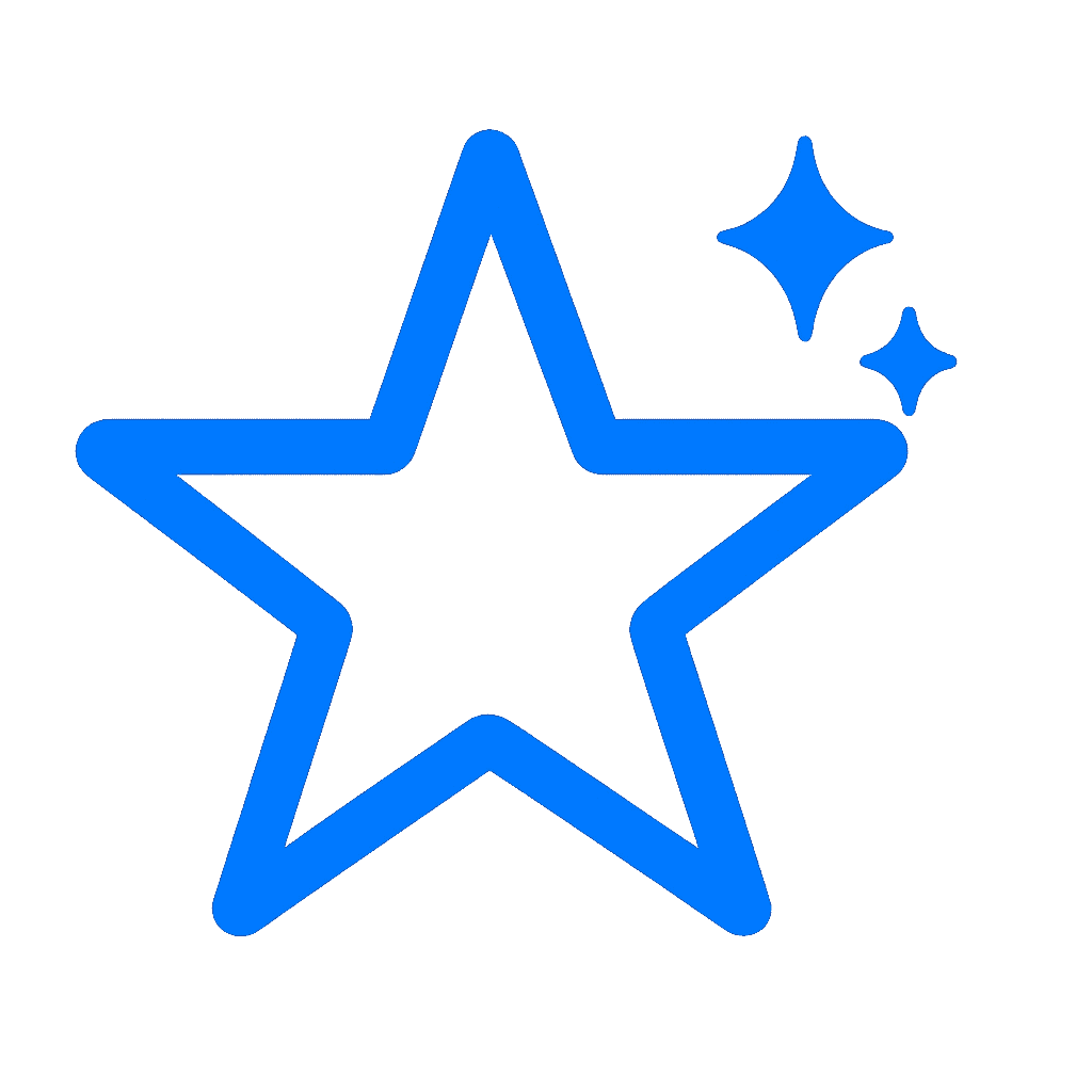 Icon ngôi sao lấp lánh màu xanh #006AFF tượng trưng uy tín và hình ảnh chuyên nghiệp của dịch vụ bảo vệ TPHCM