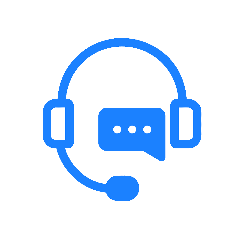Icon tư vấn khách hàng với tai nghe call center màu xanh #006AFF