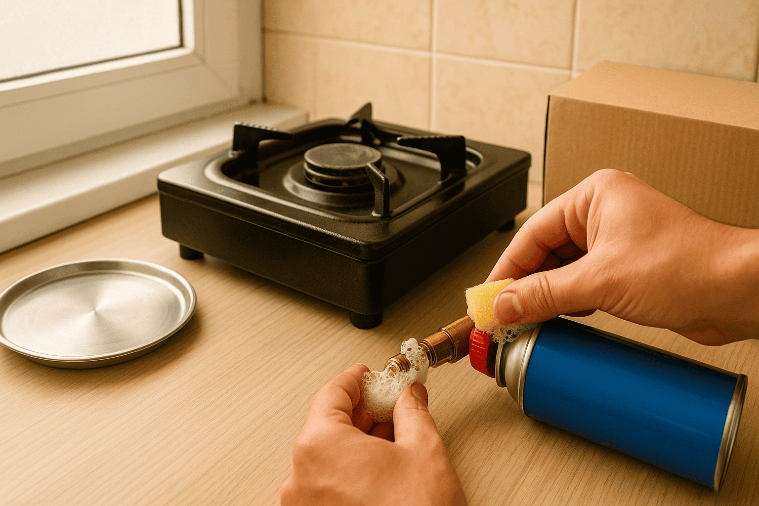 Kiểm tra rò rỉ gas bằng bọt xà phòng