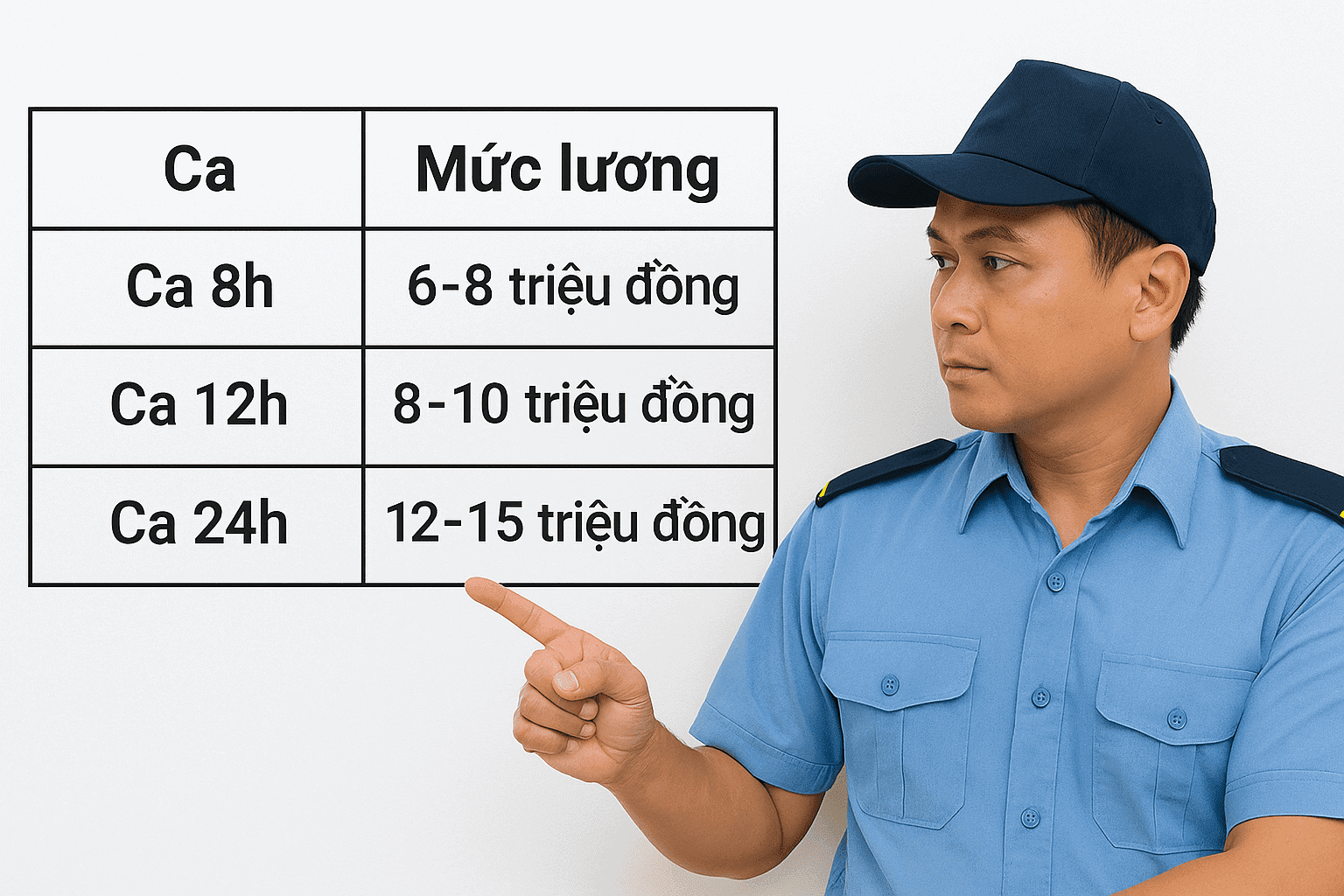 Bảo vệ xem bảng mức lương bảo vệ theo ca làm