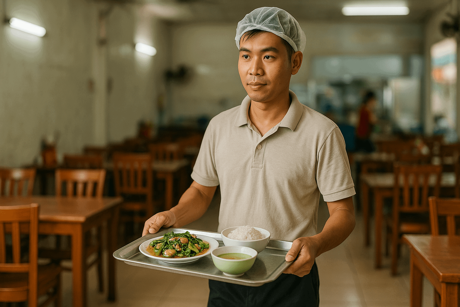 Nhân viên phục vụ quán cơm được bao ăn ở Vĩnh Long