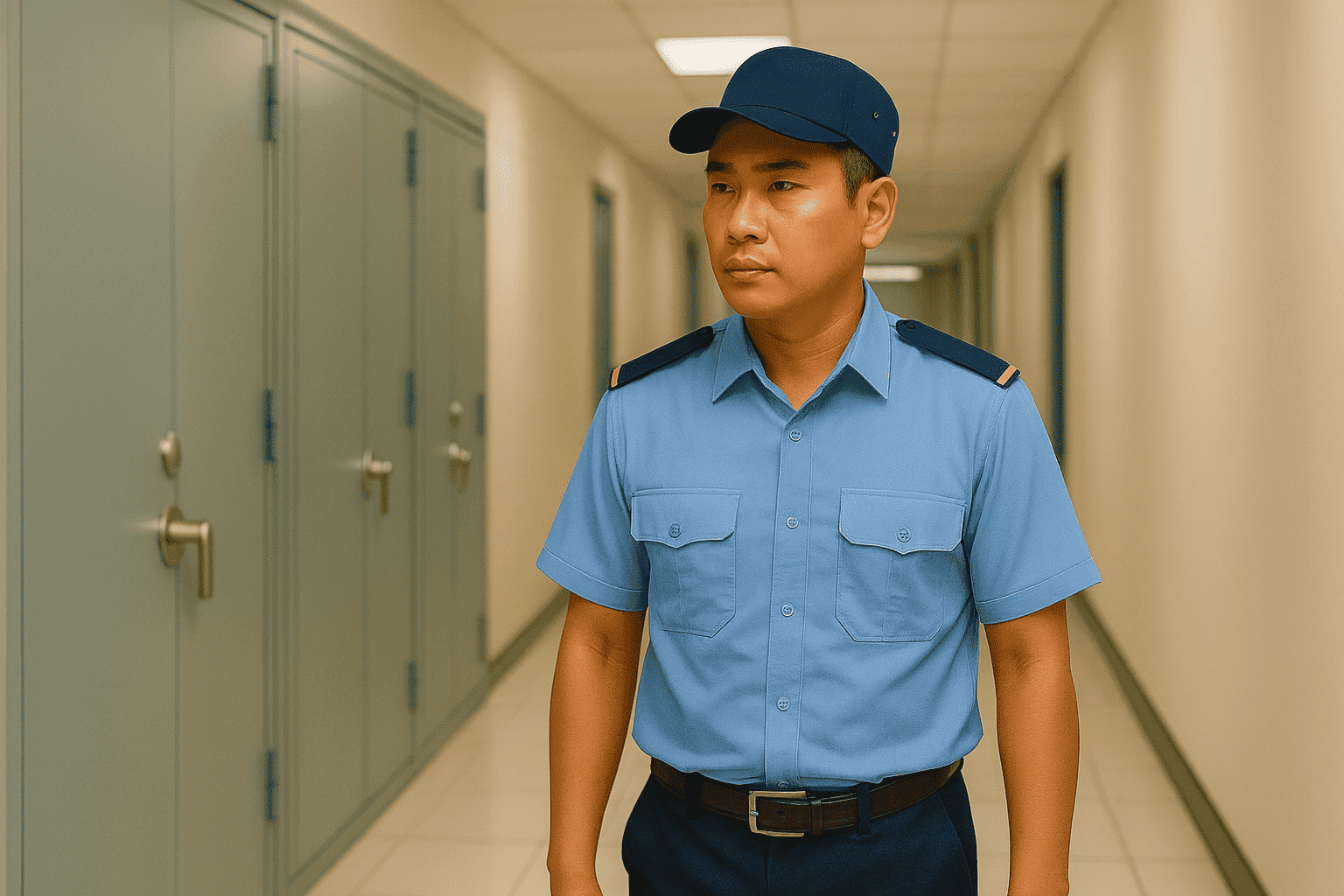 Bảo vệ tuần tra kho quỹ trong quy trình bảo vệ ngân hàng