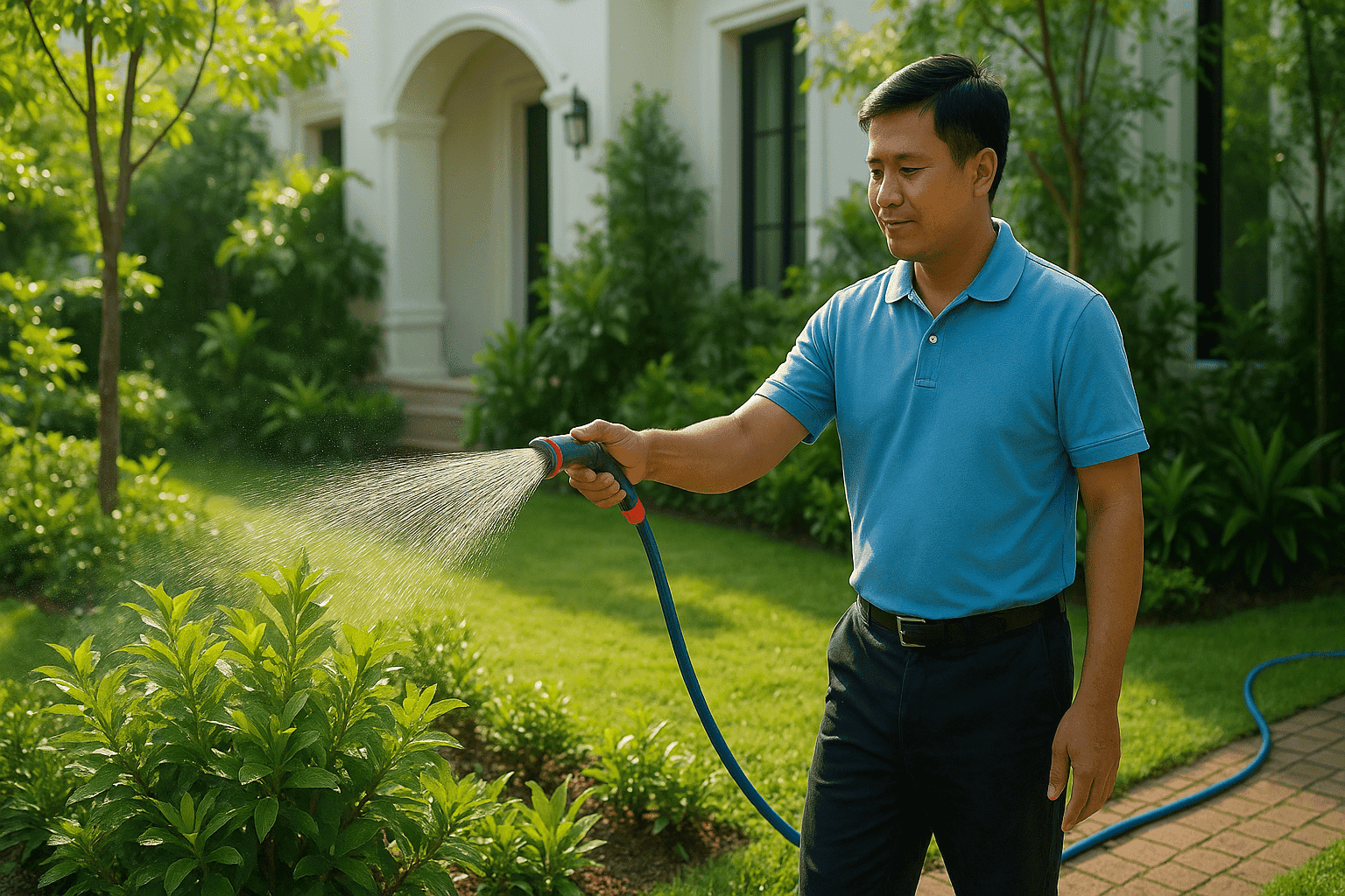 Nhân viên tưới cây sân vườn tìm việc làm giữ vườn bao ăn ở