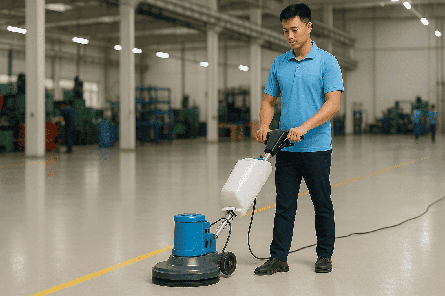 Vệ sinh công nghiệp Bắc Kạn vận hành máy chà sàn công nghiệp