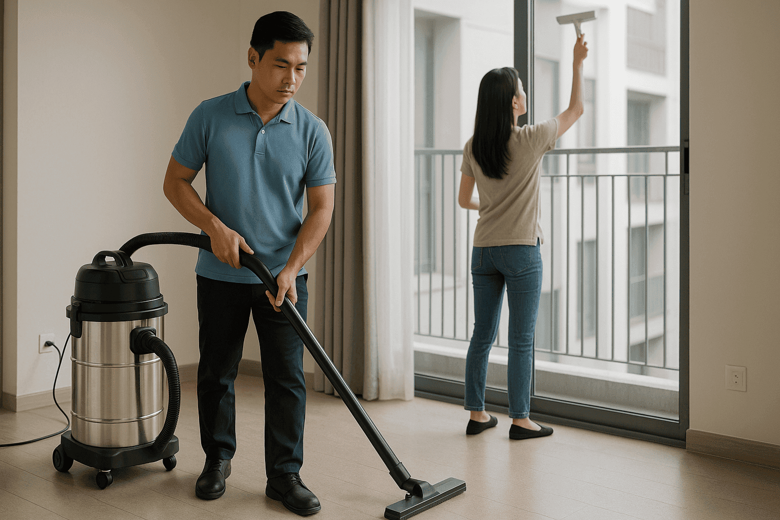 Vệ sinh công nghiệp Hà Nam nhân viên làm sạch căn hộ