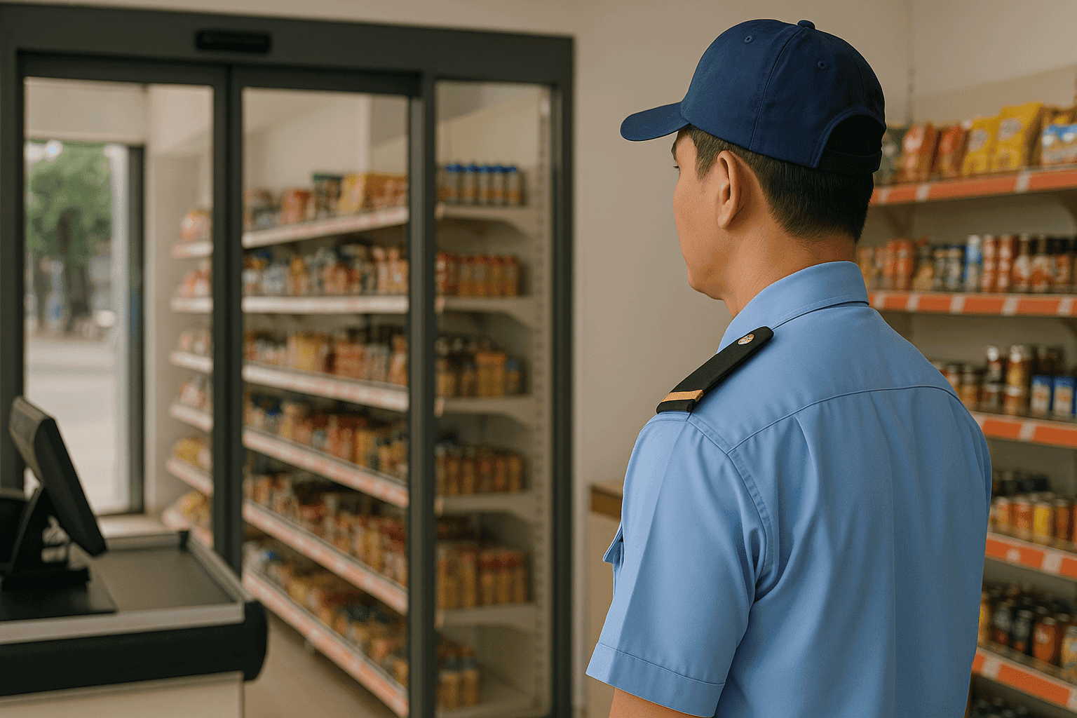Việc làm bảo vệ Cần Giờ tại siêu thị mini kiểm soát lối vào
