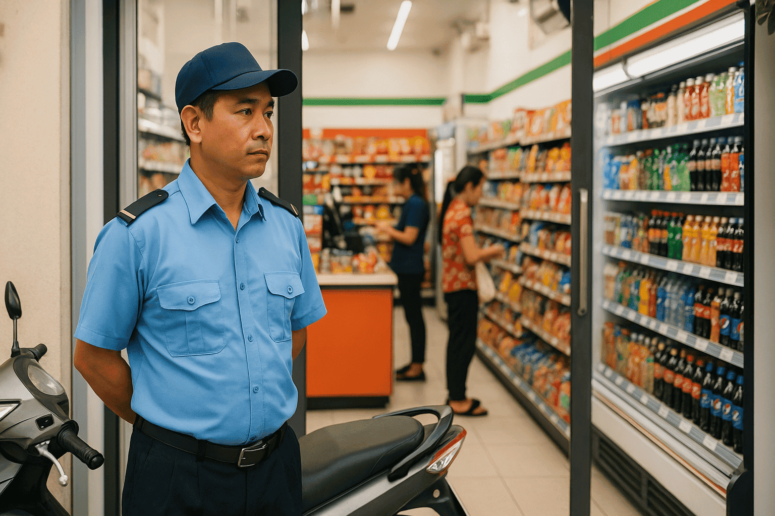 Việc làm bảo vệ Hóc Môn tại cửa hàng tiện lợi thân thiện
