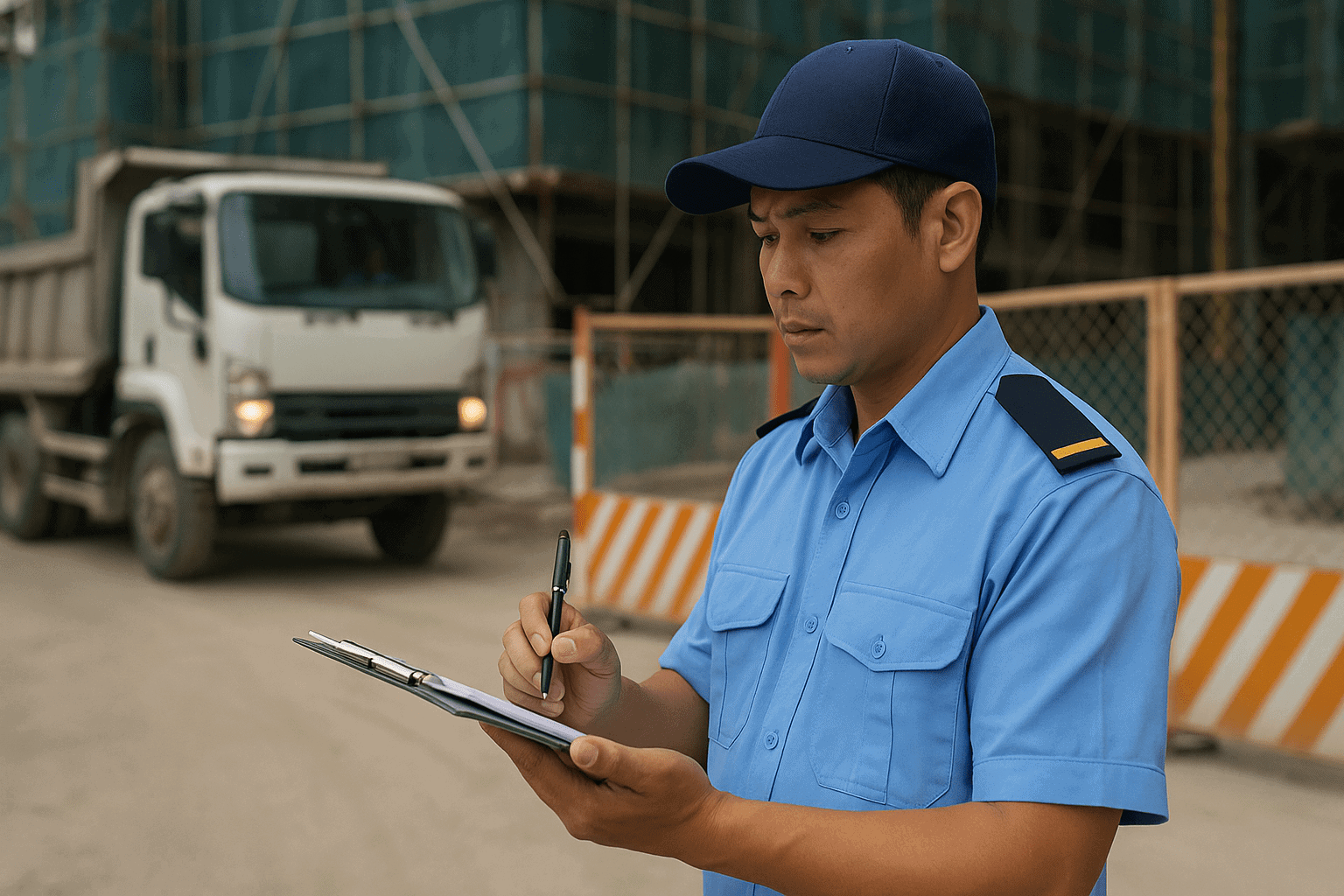 Ảnh việc làm bảo vệ Nhà Bè tại cổng công trình kiểm soát phương tiện