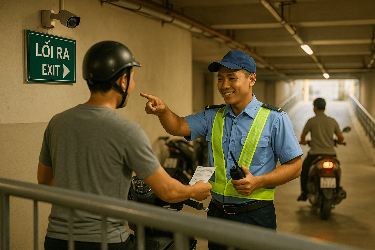 Bảo vệ chung cư Thủ Đức hướng dẫn gửi xe an toàn