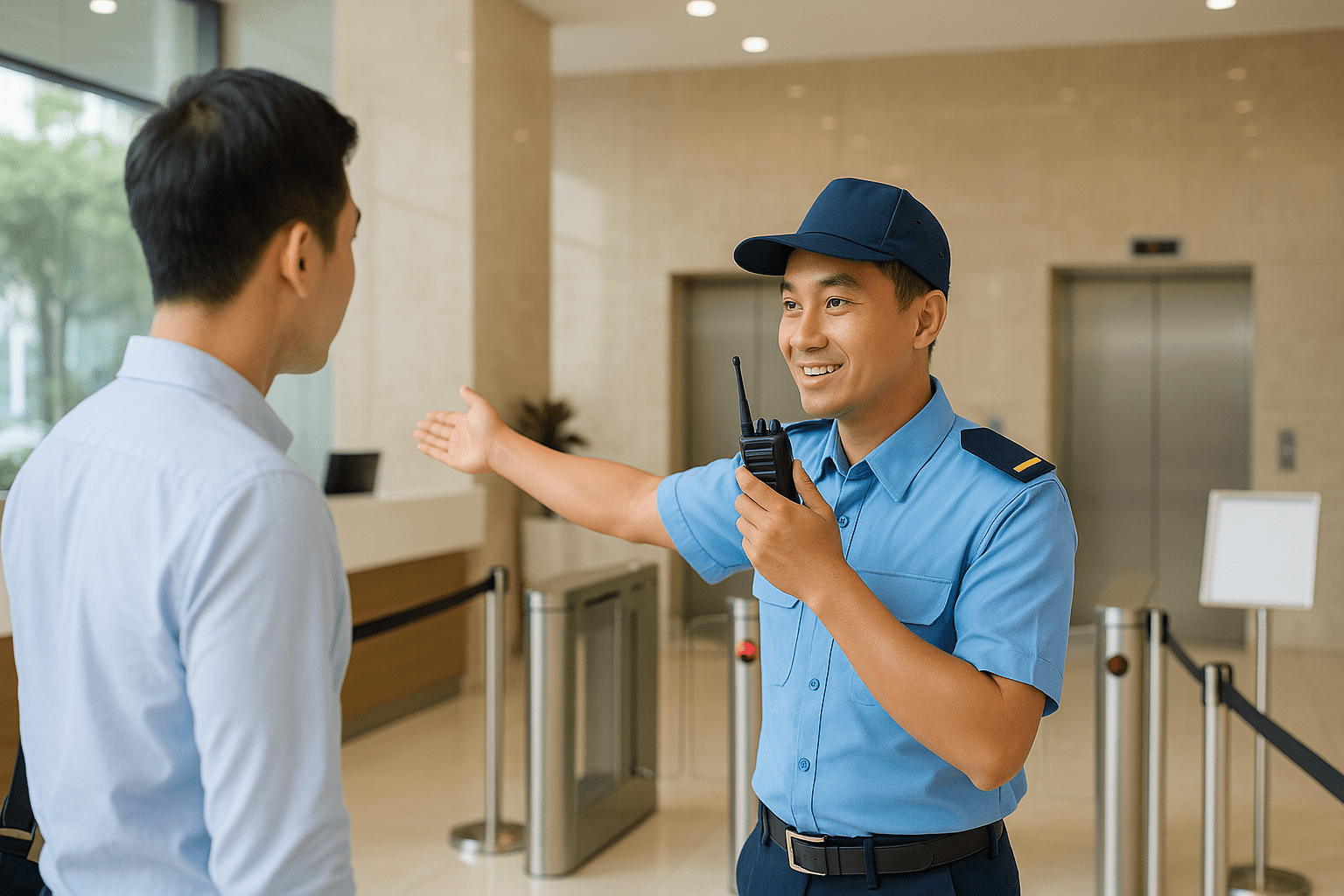 Bảo vệ trực sảnh tòa nhà văn phòng Thủ Đức chuyên nghiệp