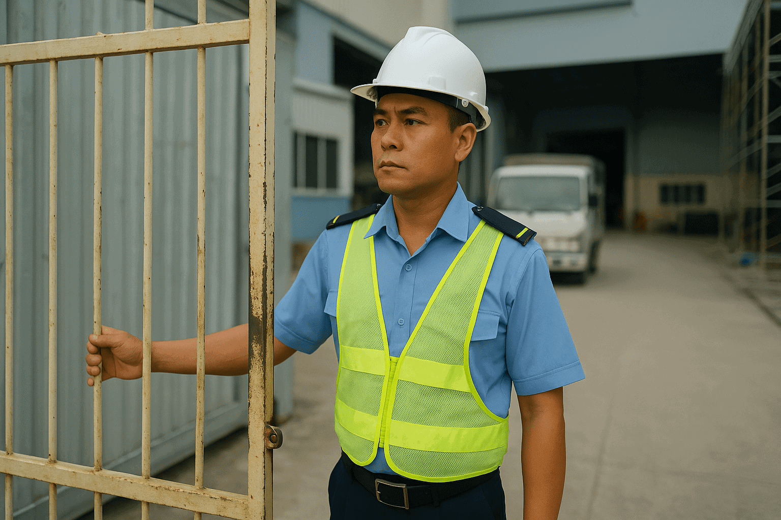 Việc làm bảo vệ Tân Phú tại công trình và kho xưởng cần kiểm soát ra vào